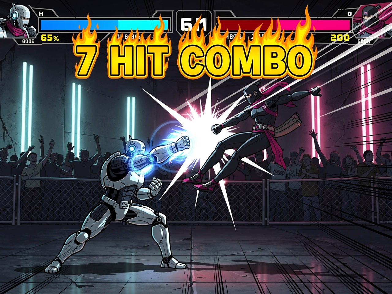 Fighting / Arena game screenshot — built with Exekite