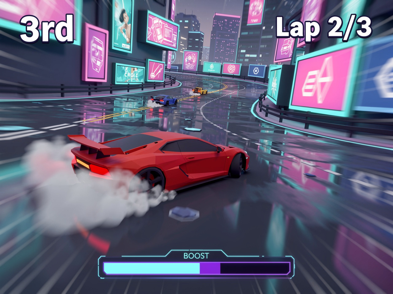 Racing game created without coding using Exekite