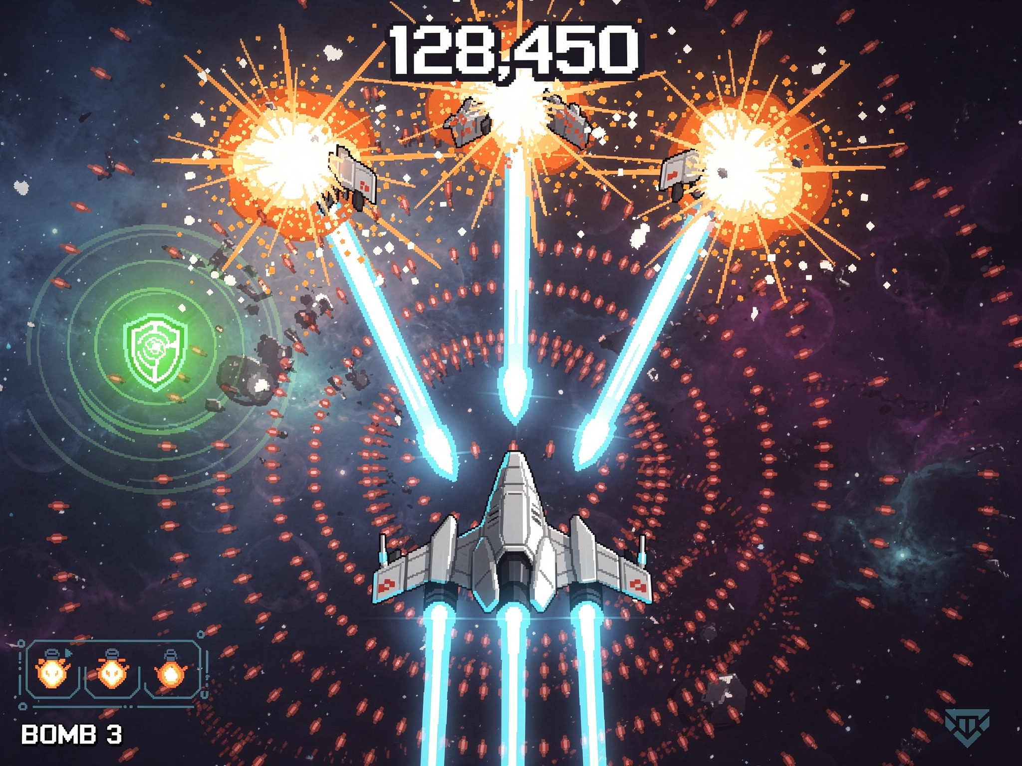 Space shooter game made with no-code AI game builder